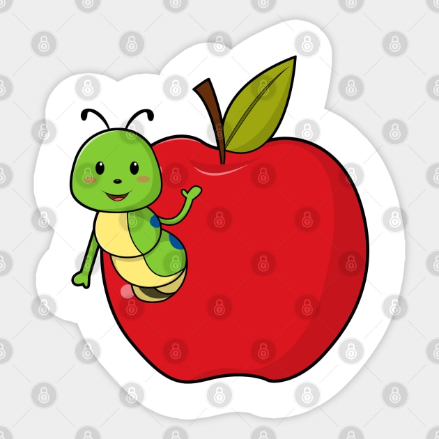 Caterpillar from Apple Sticker by Markus Schnabel